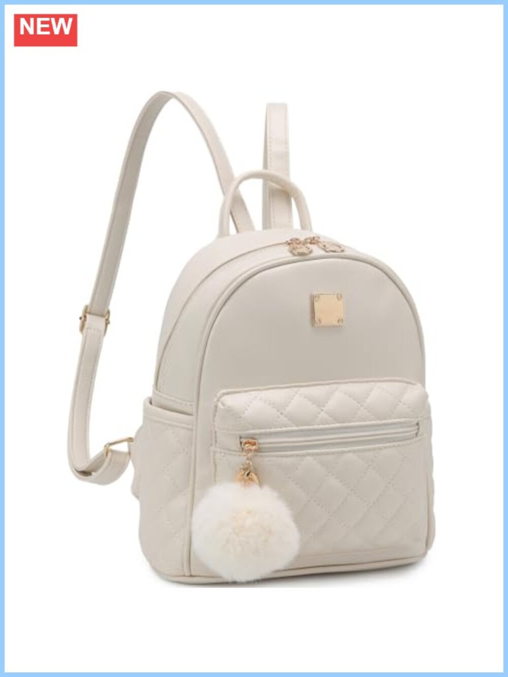 Vegan Leather Plaid Mini Backpack Purse Cute Women's Daypack